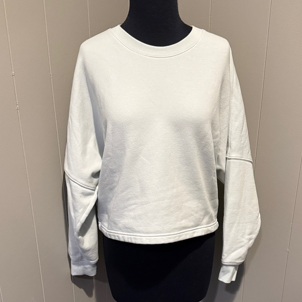 B29 Athleta Women's Small Light Blue Gray Cropped Sweatshirt Active Lounge